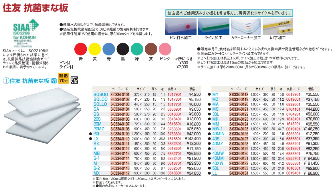 まな板 1000×350×43 ヤマケン 積層サンド式カラー C-35 ブルー - www